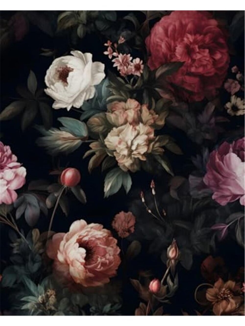 Dark Floral Peel Stick Wallpaper Vintage Removable Vinyl Contact Paper Decor
